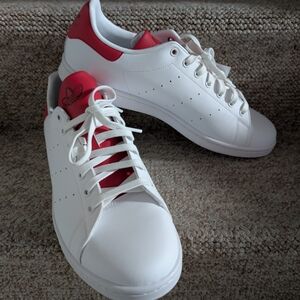 Brand New Adidas Originals White and Red Stan Smith Sneakers